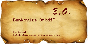 Benkovits Orbó névjegykártya